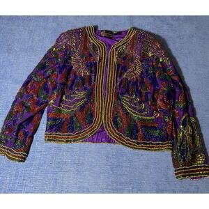 Vintage Precious Moments Silk Jacket Beaded | Art to Wear Rare
